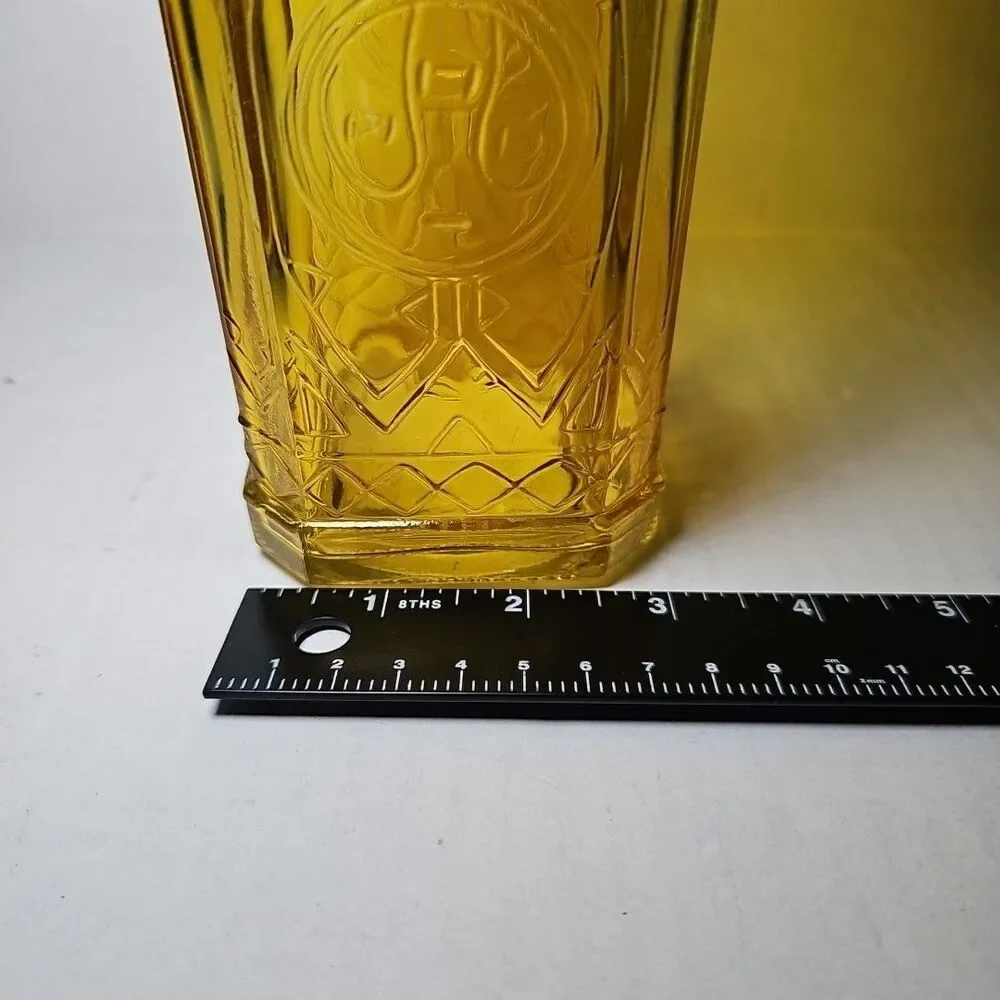 Set Of 2 Vintage Amber Embossed Decanters Bottles 11.5